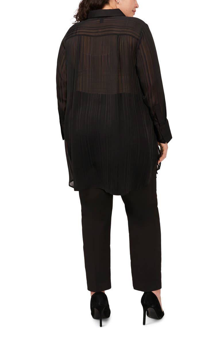 Stripe Button-Up Tunic Top, Alternate, color, RICH BLACK