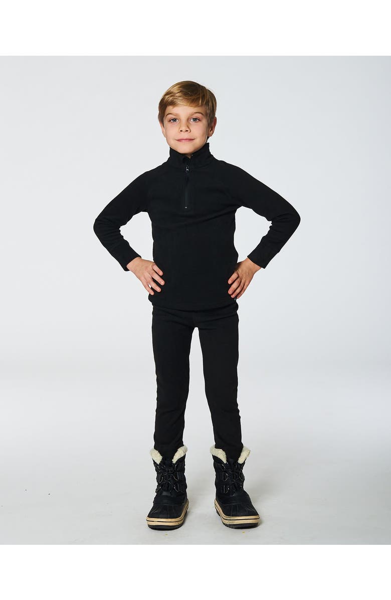 Deux par Deux Little Kids Unisex Two Piece Thermal Underwear Set Black, Alternate, color, 