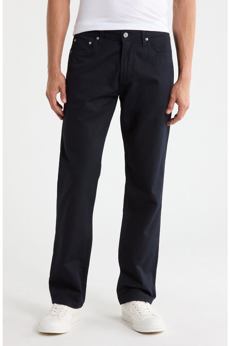 Elijah Relaxed Straight Stretch Cotton & Linen Pants, Main, color, NAVY