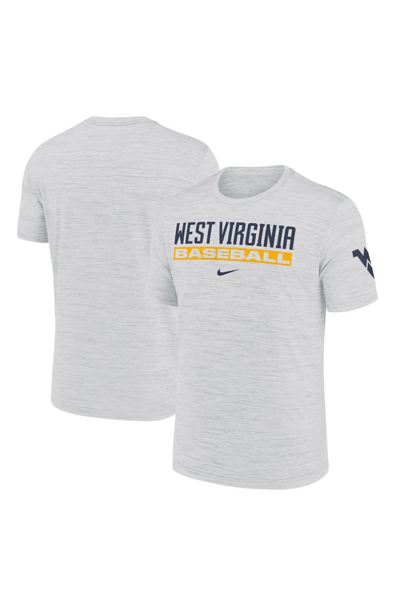 Nike Men's Nike Ash West Virginia Mountaineers Velocity Baseball Wordmark Stack Performance T-Shirt, Alternate, color, 