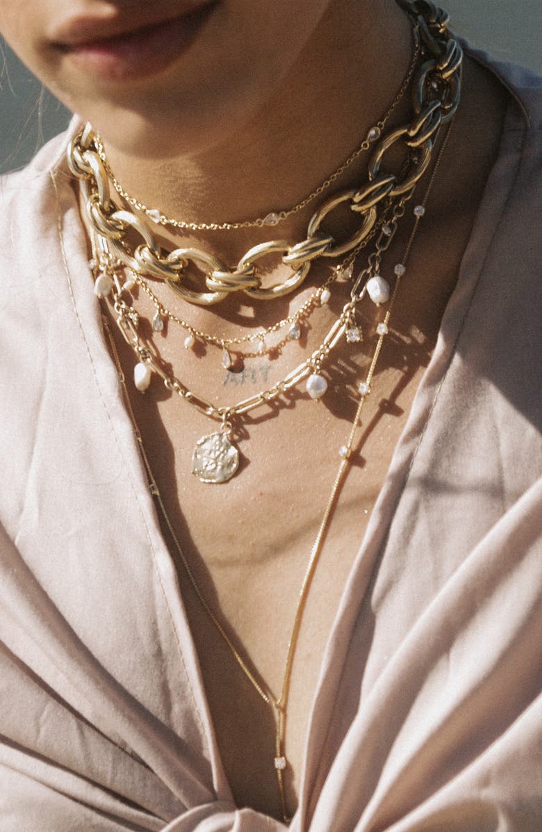 Child of Wild Capri Keshi Pearl Charm Necklace, Alternate, color, Gold