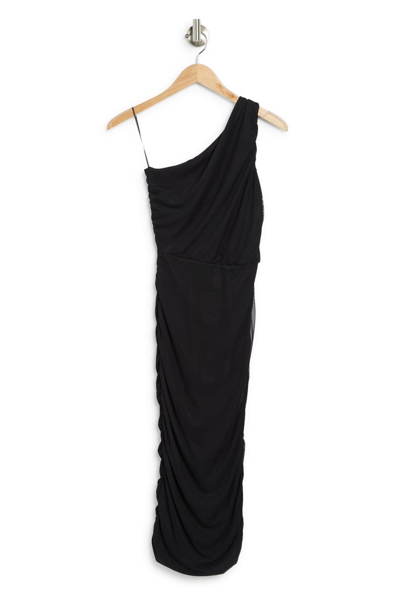 One-Shoulder Body-Con Midi Dress, Alternate, color, JET BLACK
