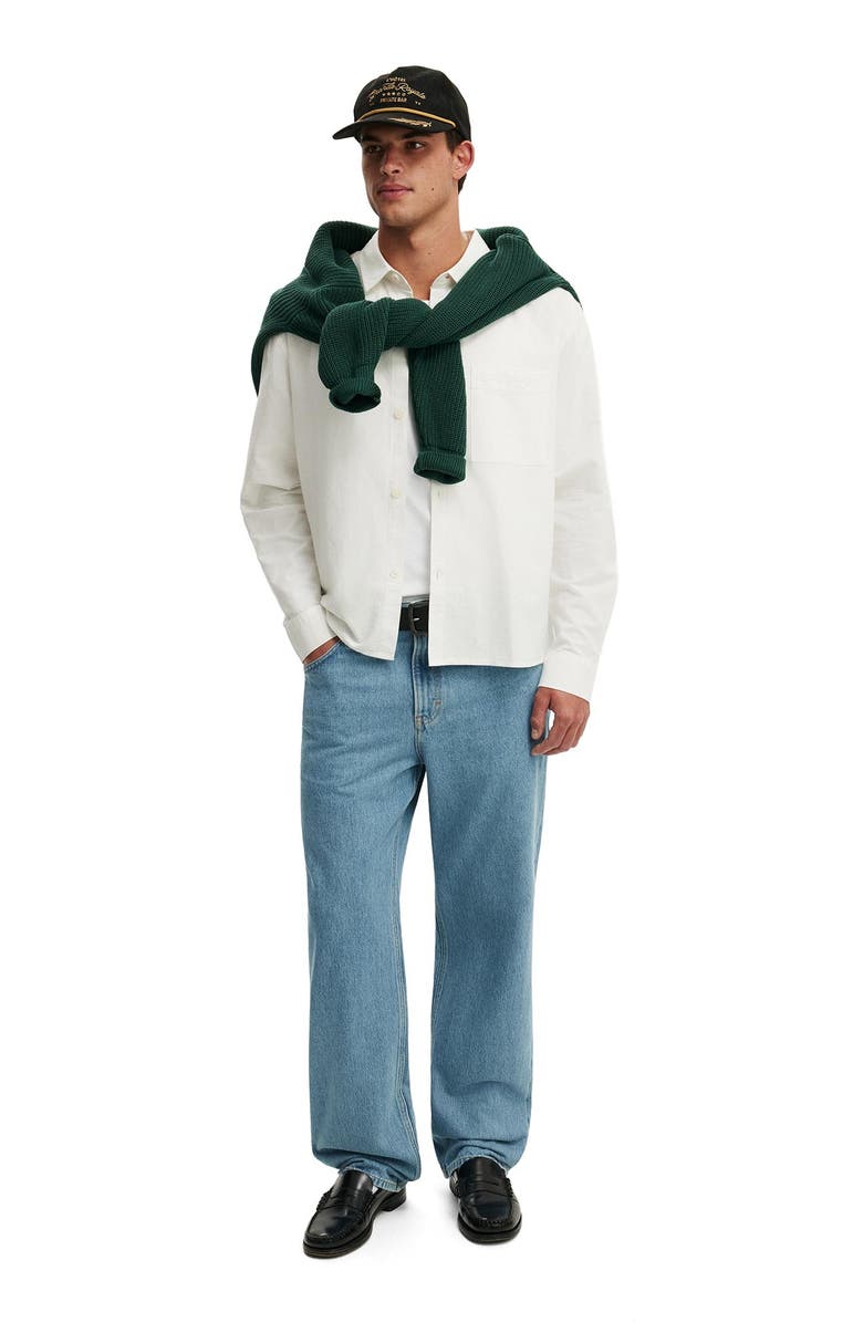 Cotton On Men's Bedford Long Sleeve Shirt, Alternate, color, White Emb
