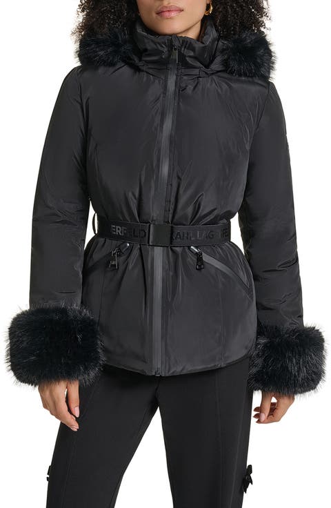 Faux Fur Trim Hooded Puffer Jacket