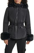 KARL LAGERFELD PARIS Faux Fur Trim Hooded Puffer Jacket