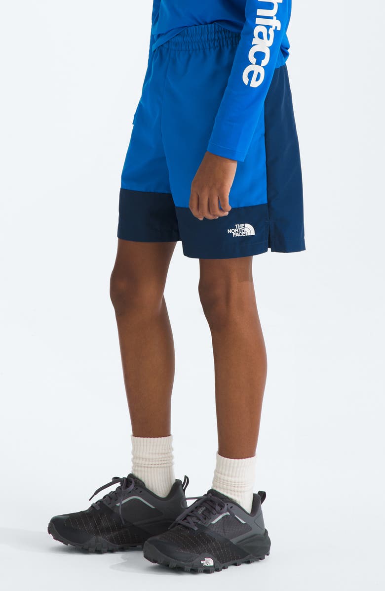 The North Face Kids' Water Repellent Class V Pathfinder Pull-On Shorts, Alternate, color, Hero Blue Topo Phantom