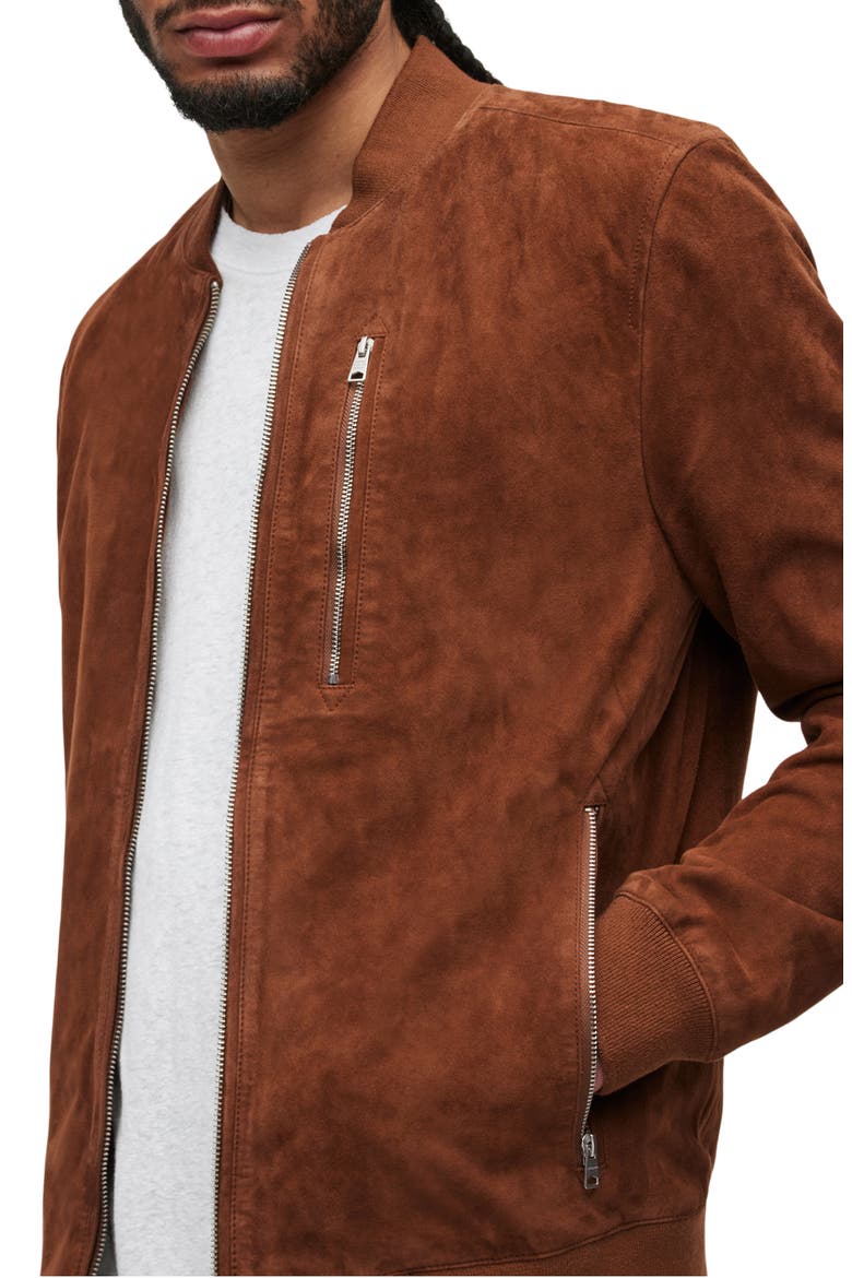 Kemble Suede Bomber Jacket, Alternate, color, AGED WALNUT BROWN