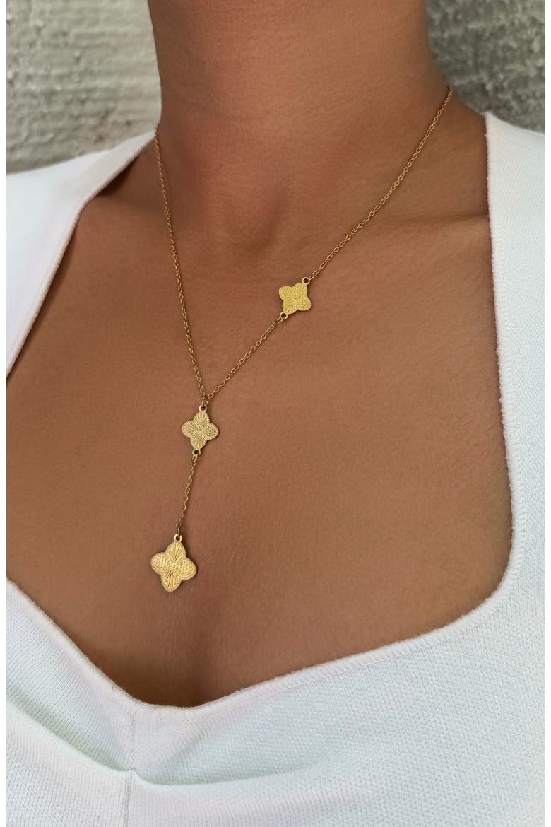 Clover Charm Y Necklace, Alternate, color, GOLD