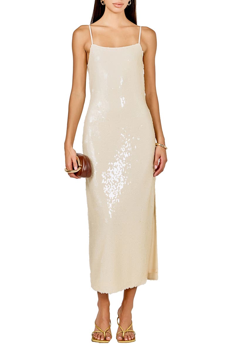 Endless Rose Sequin Slipdress, Main, color, Ivory