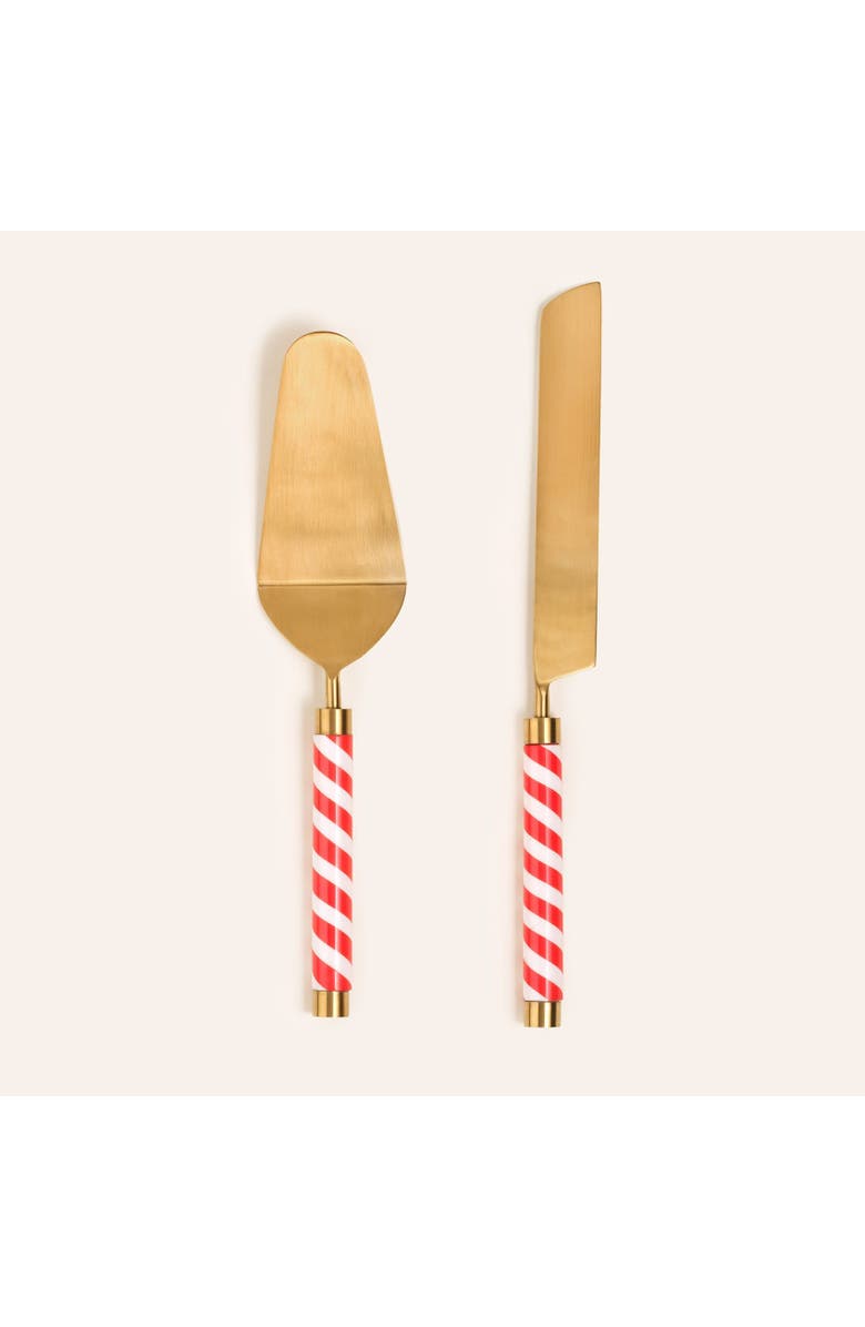 Zsa Zsa Zsu Rampur Set Of 2 Steel Cake Serving Set, Main, color, Gold