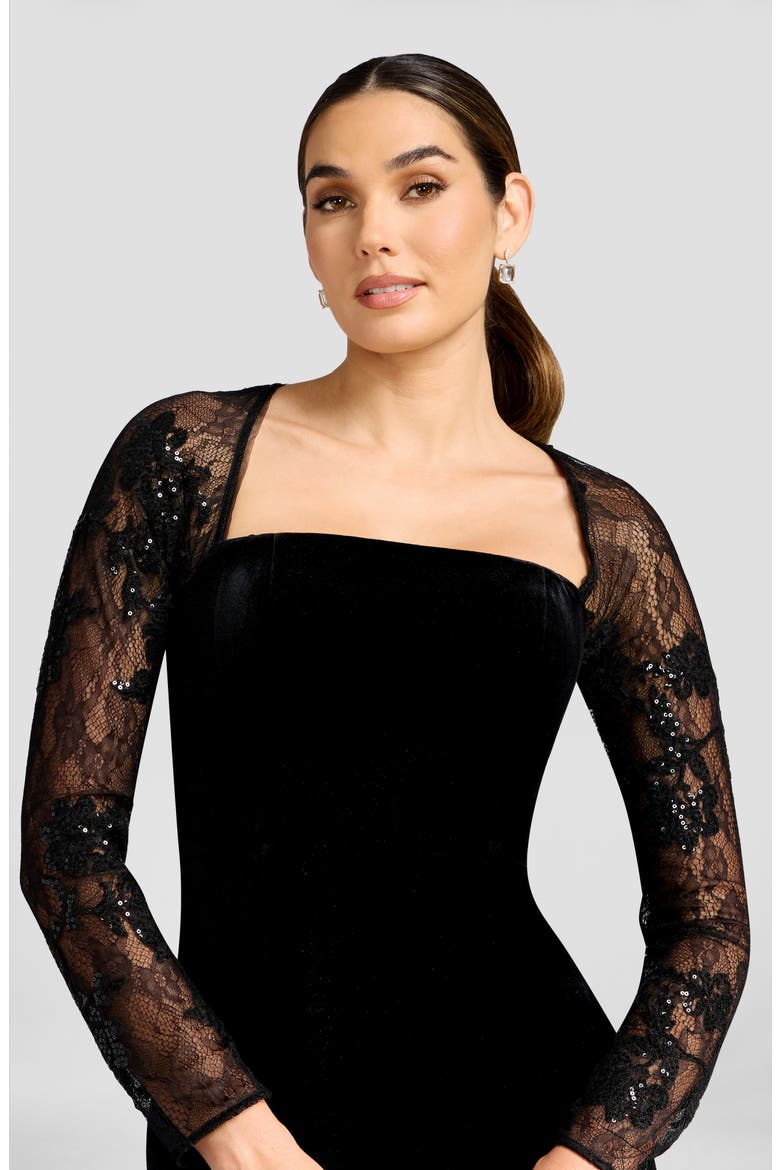 Maxwell Long Sleeve Gown, Alternate, color, BLACK