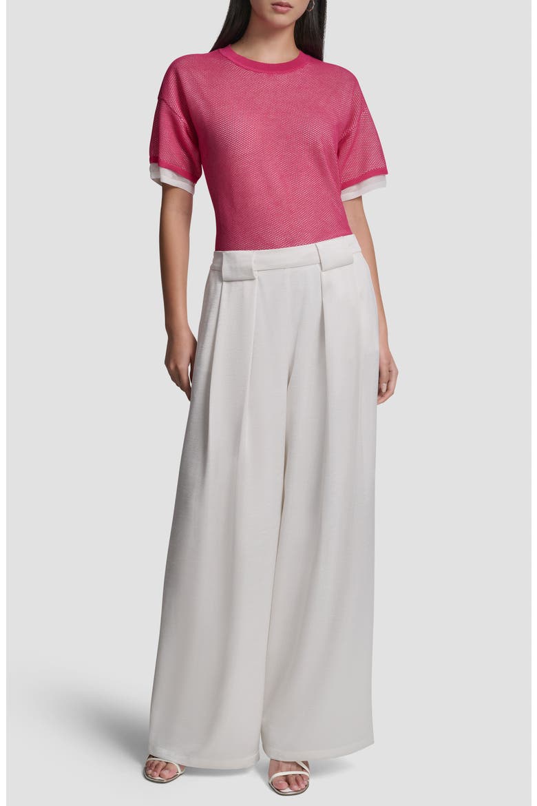 Pleat Wide Leg Satin Pants, Alternate, color, IVORY