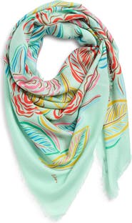 Echo Gestural Rose Print Square Scarf