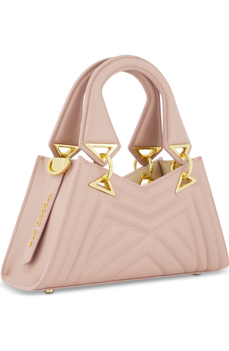 Mac Duggal Angular Quilted Napa Leather Handbag, Alternate, color, Rose