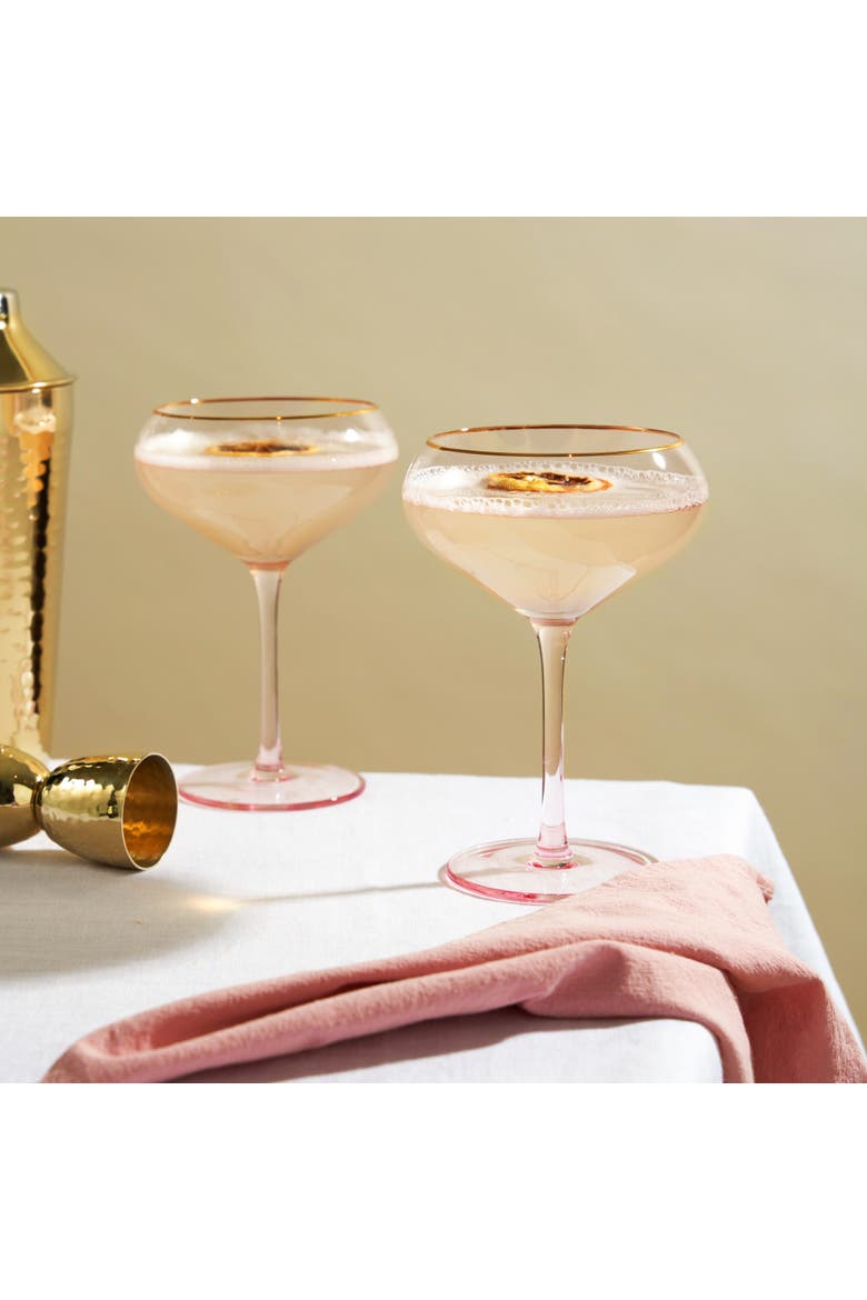 Rose Crystal Coupe Glasses Set of 2, Alternate, color, Pink