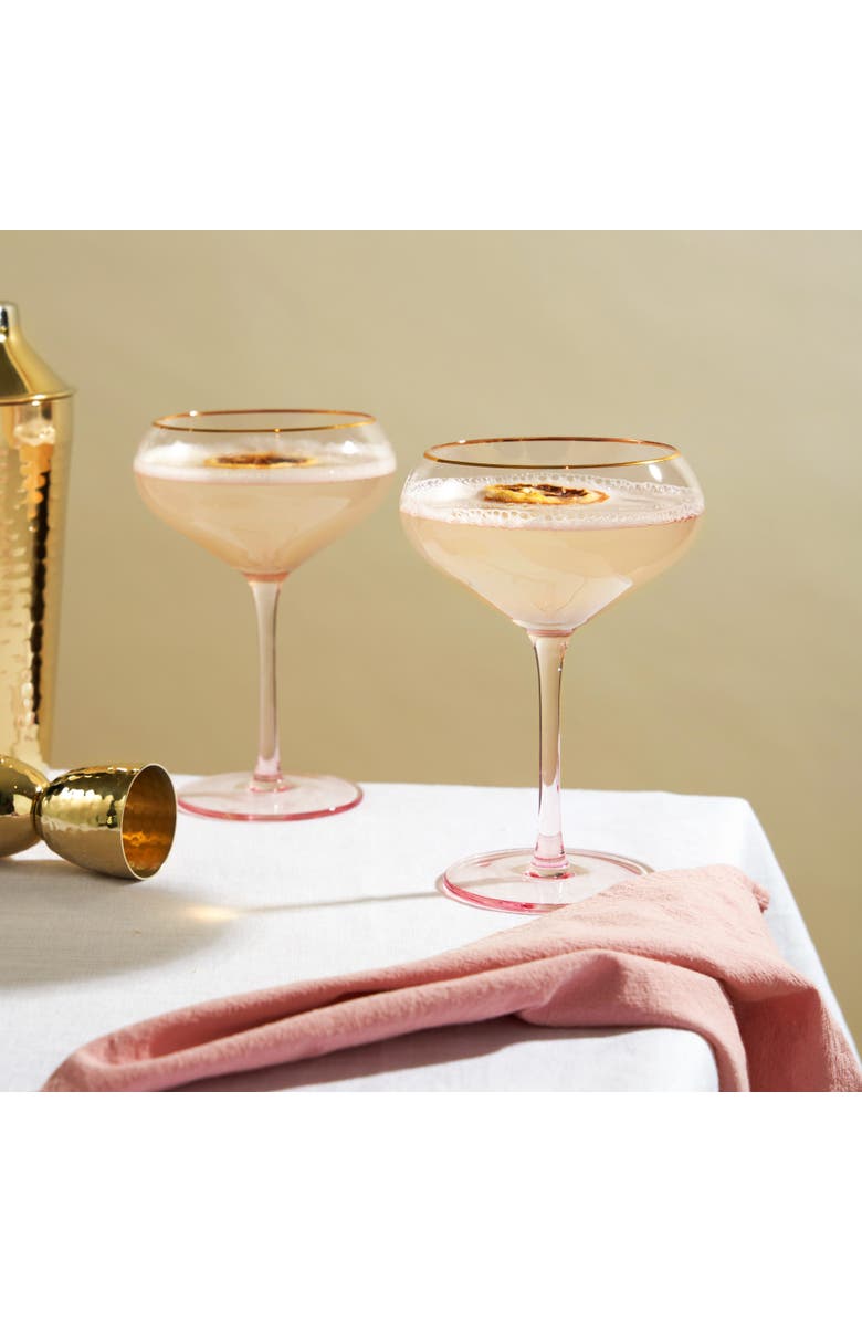 TWINE Rose Crystal Coupe Glasses Set of 2, Alternate, color, Pink