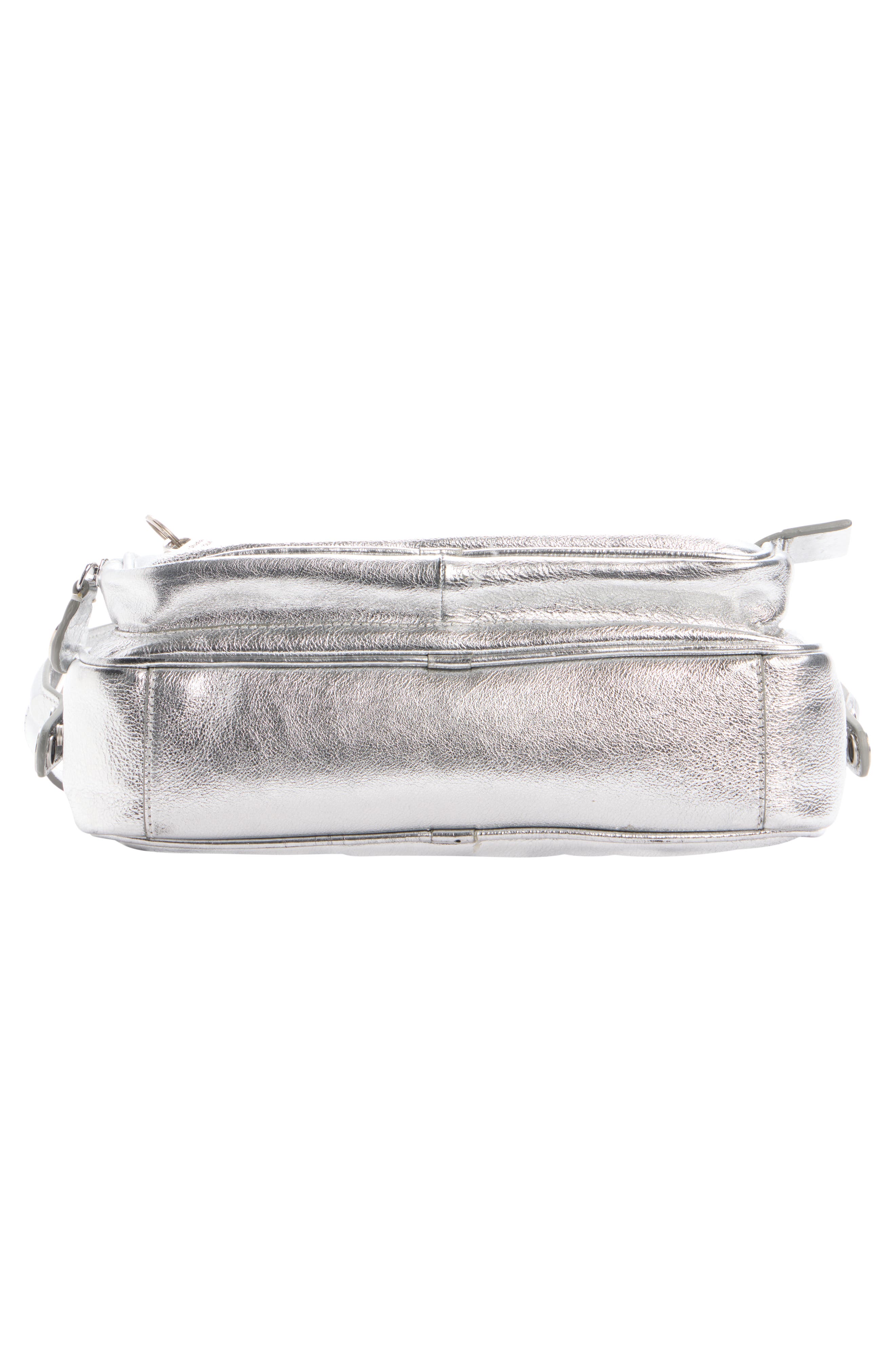 Acne Studios Camero Party Metallic Leather Shoulder Bag, Alternate, color, Silver
