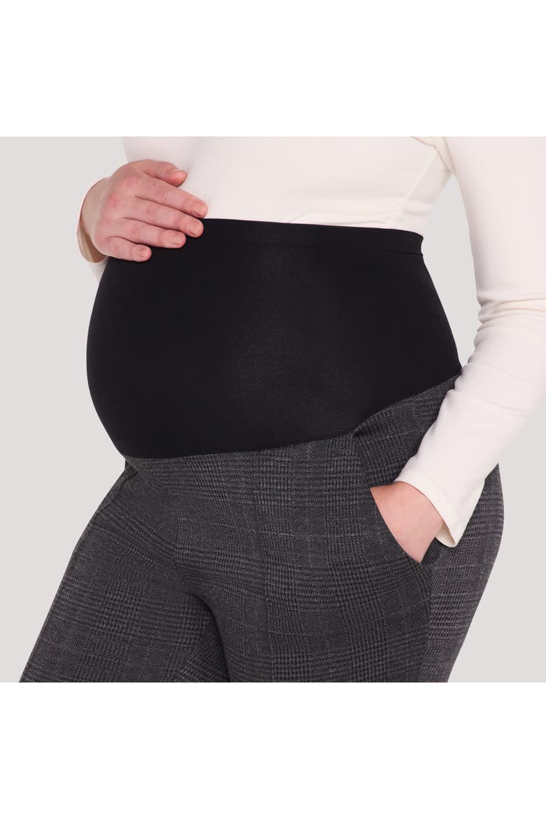 Mia Secret Fit Over the Belly Slim Straight Leg Pant, Alternate, color, Grey Plaid