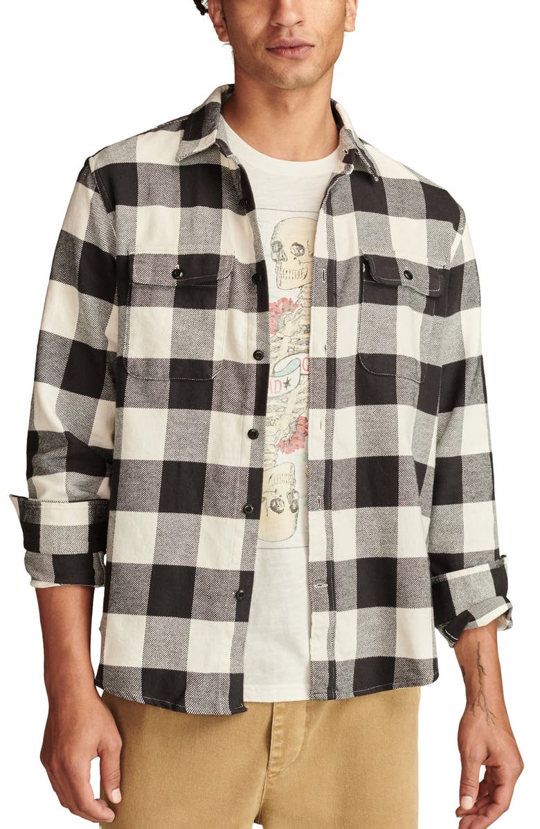 Lucky Brand Plaid Cloud Soft Flannel Button-Up Shirt, Main, color,