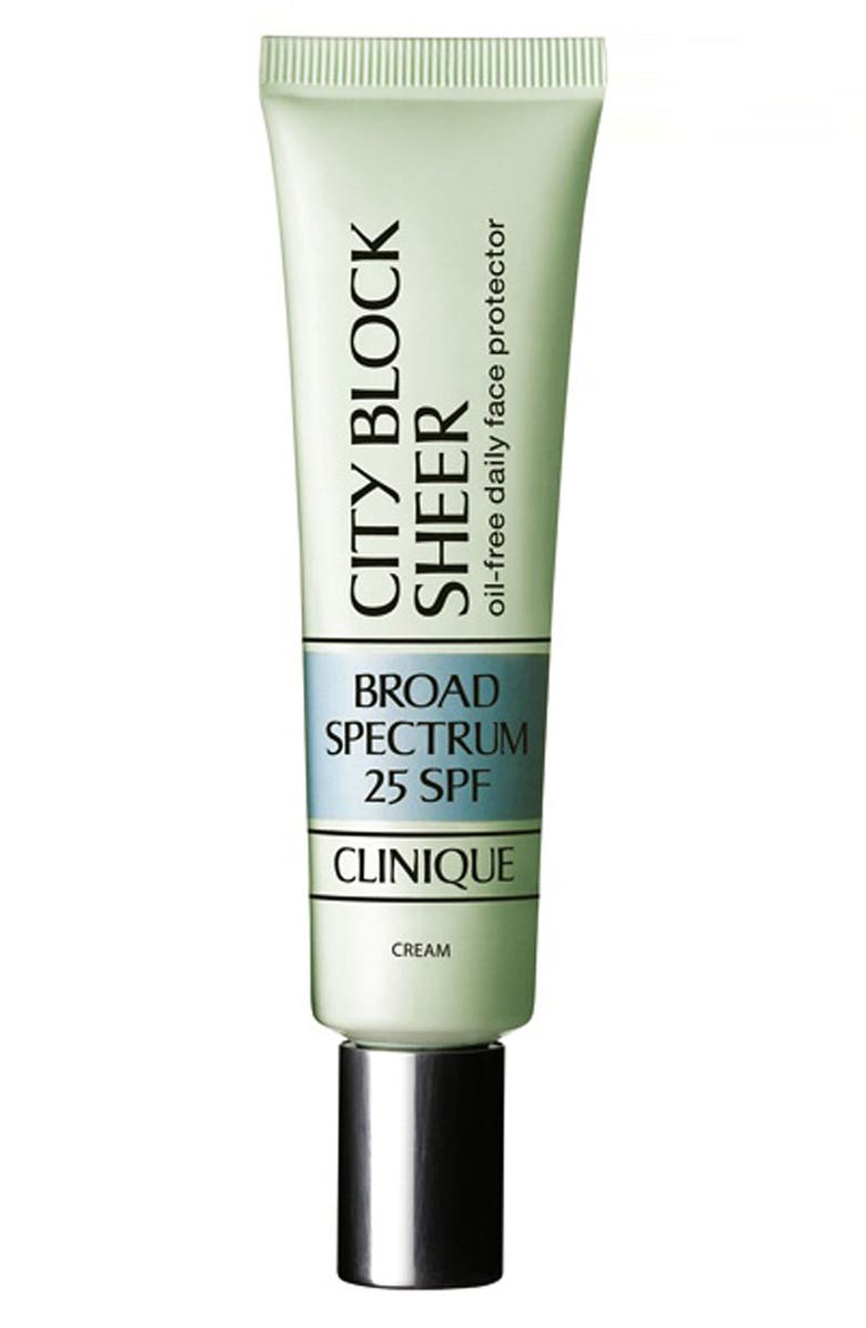 Clinique City Block Sheer Oil-Free Daily Face Protector Broad Spectrum SPF 25 Sunscreen, Main, color,