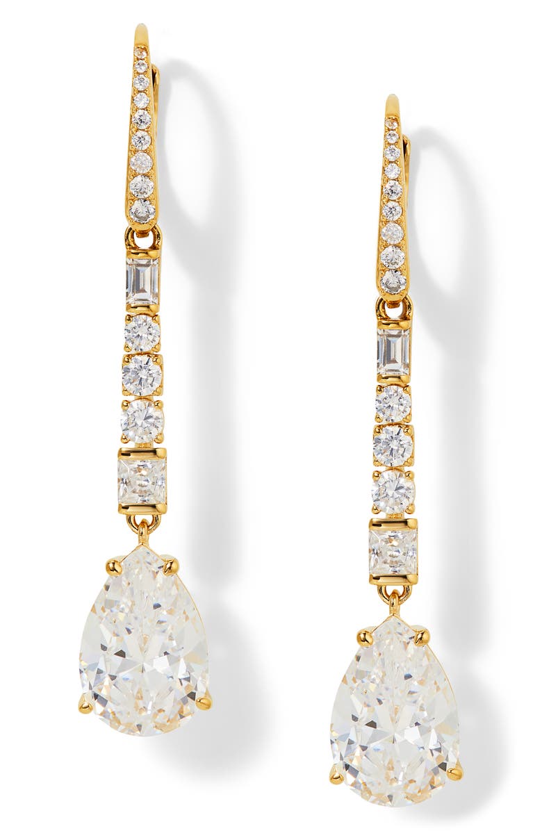 Nadri Delphine Cubic Zirconia Leverback Earrings, Main, color, 