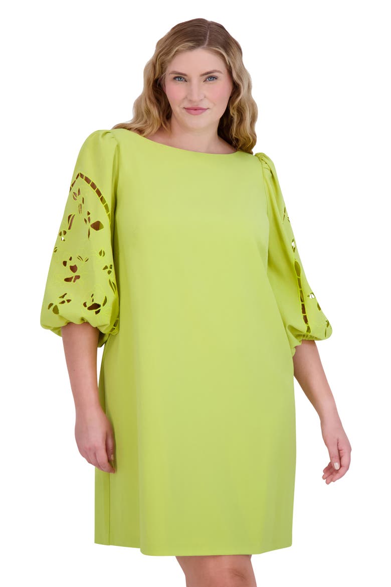 Signature Eyelet Embroidered Shift Dress, Alternate, color, PEAR