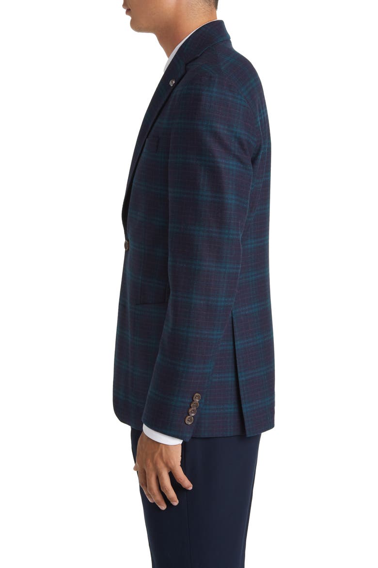 Midland Soft Constructed Plaid Stretch Wool Sport Coat, Alternate, color, NAVY/ OLIVE