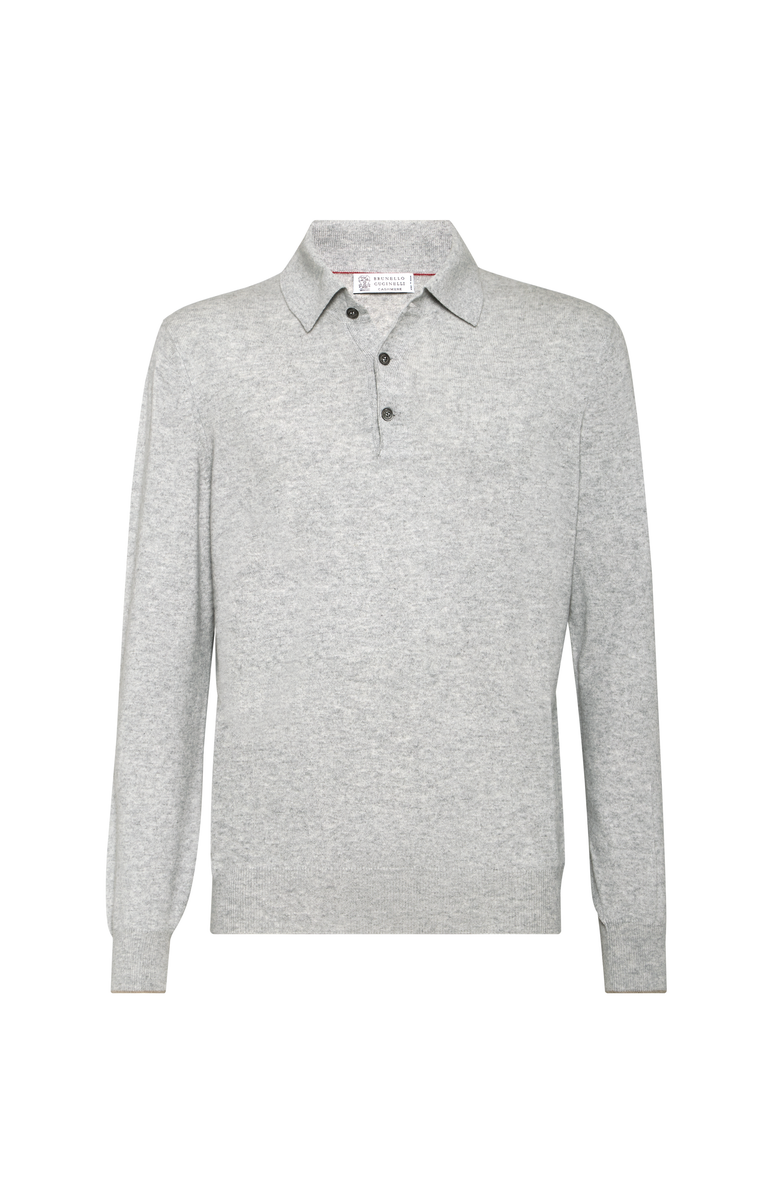 Brunello Cucinelli Polo-style sweater, Main, color, Light Grey