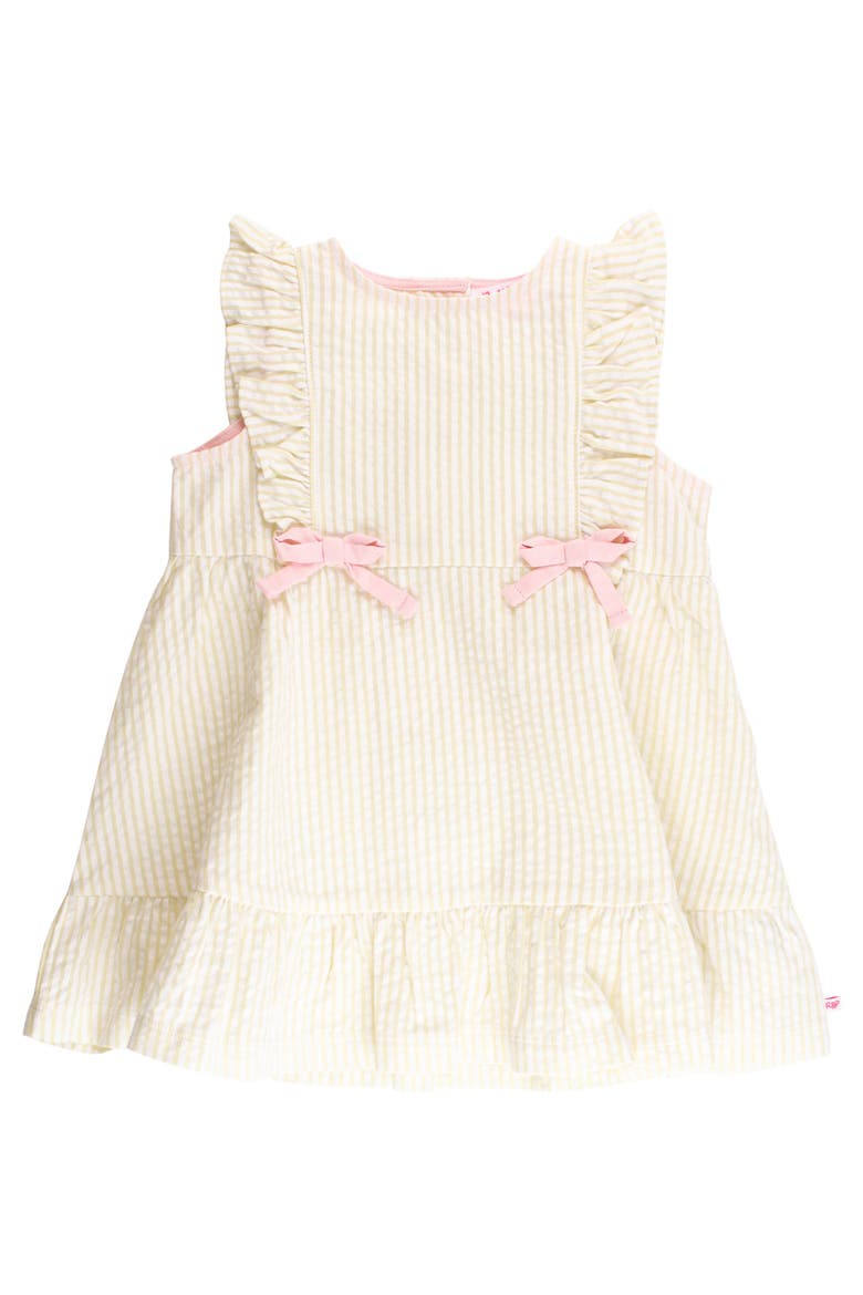 Sleeveless Pinafore Bow Dress, Main, color, Banana Signature Seersucker