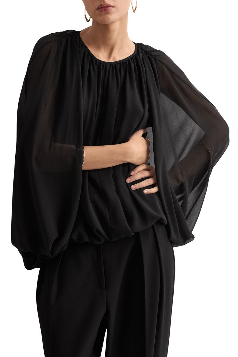 Cape Sleeve Top, Main, color, BLACK