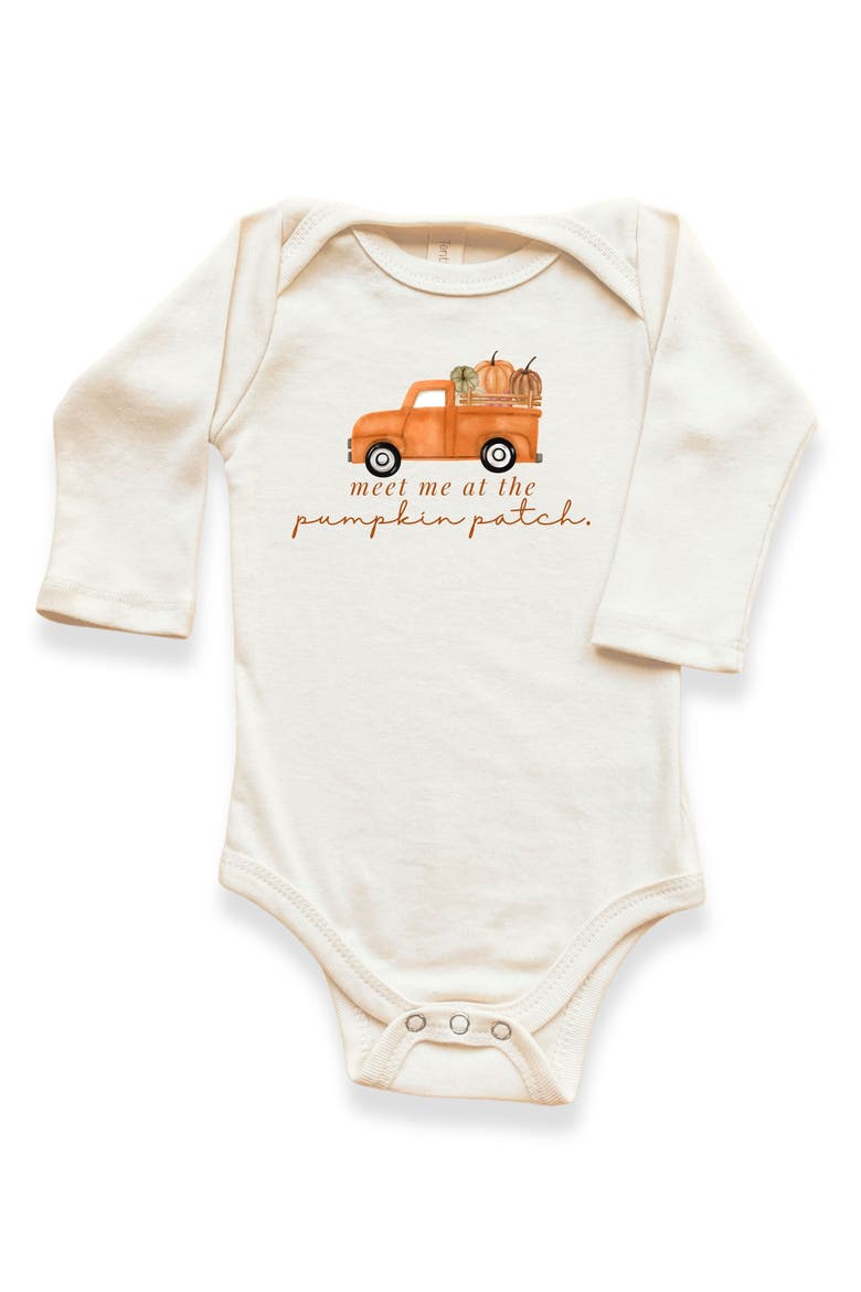 Meet Me At The Pumpkin Patch Organic Bodysuit Long Sleeve, Main, color, Natural