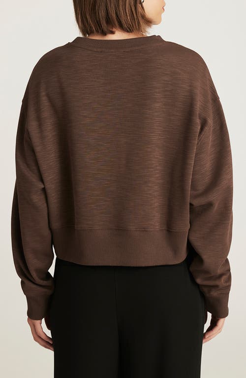 Mavi Jeans Raglan Crewneck Slub Sweatshirt In Brown