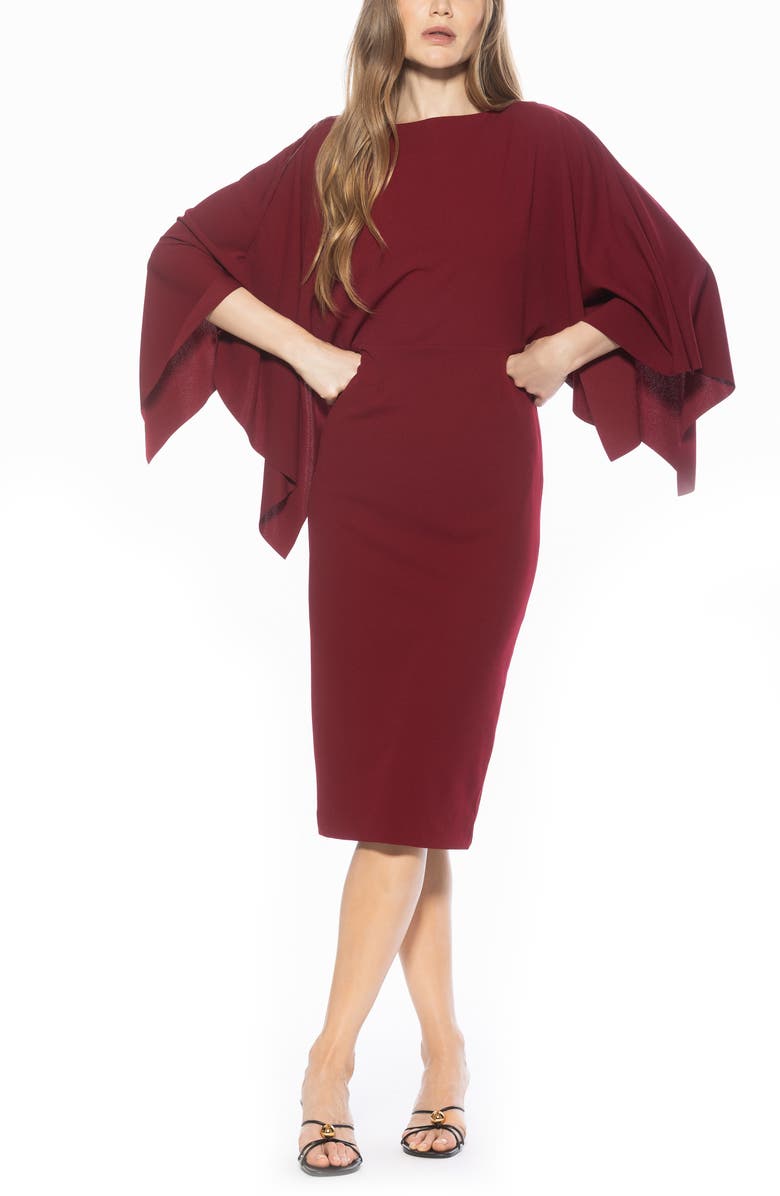 Alexia Admor Billie Bateau Neck Midi Dress, Alternate, color, Burgundy