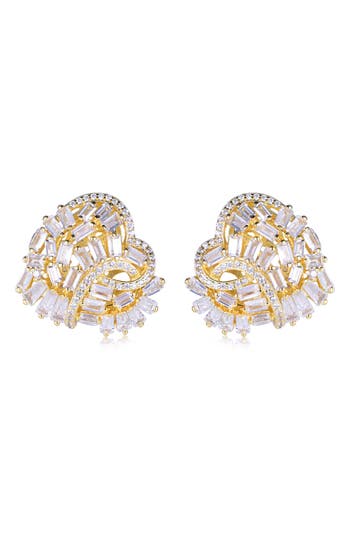 Suzy Levian Cubic Zirconia Cluster Heart Stud Earrings