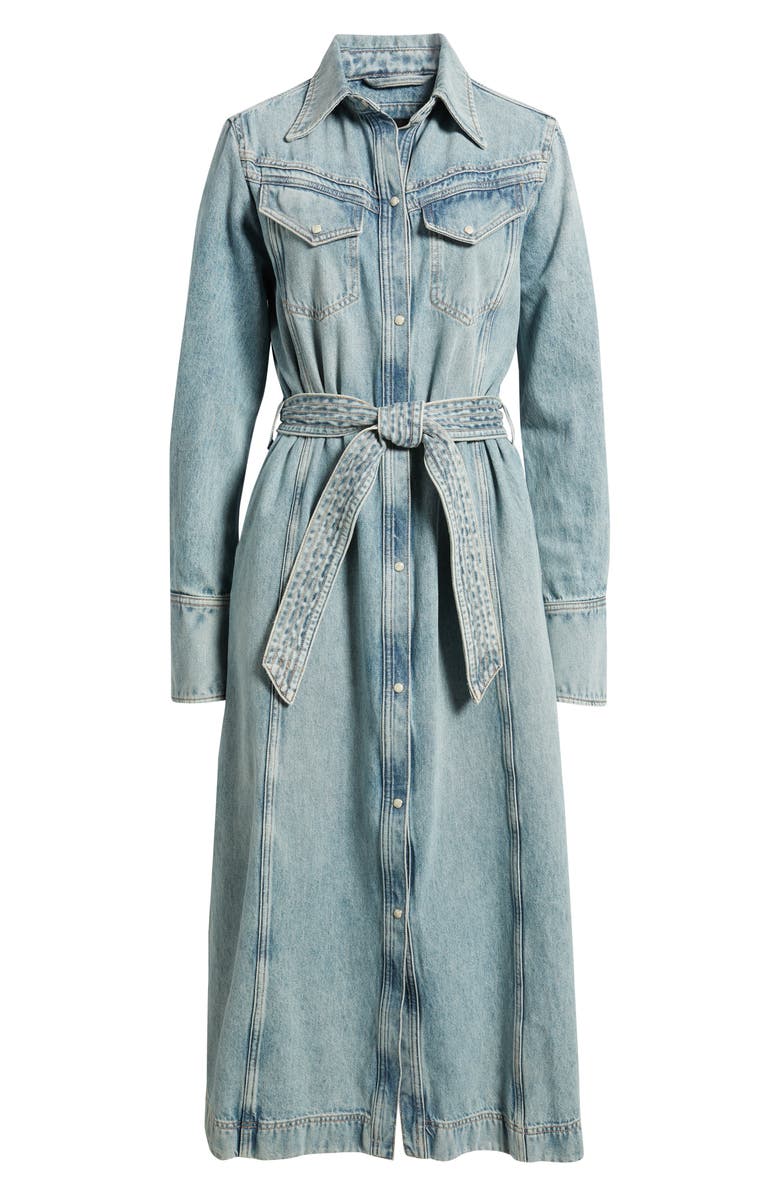 BOSS Orange Long Sleeve Belted Denim Shirtdress, Alternate, color, Dk Bu