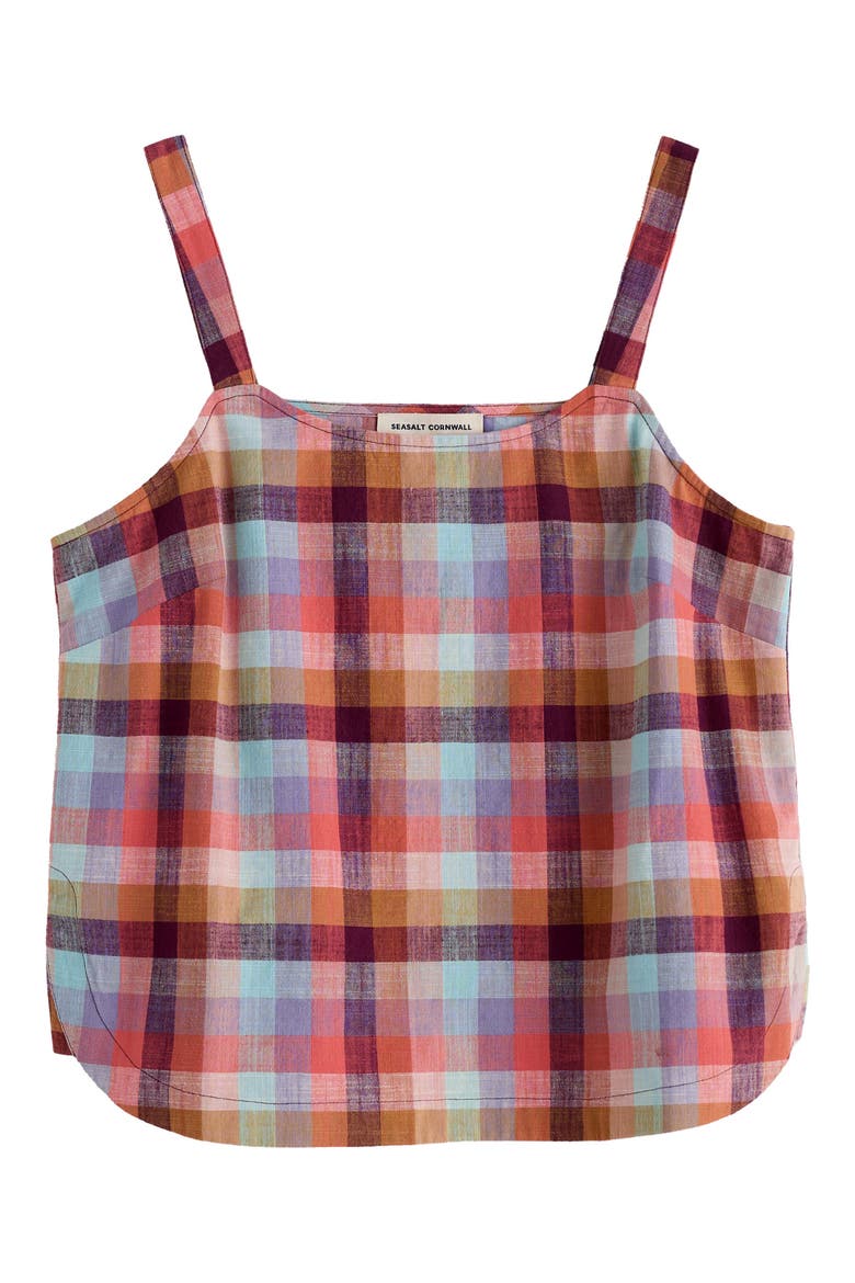Hare's Tail Check Organic Cotton Tank, Alternate, color, KAMMDRO MULTI