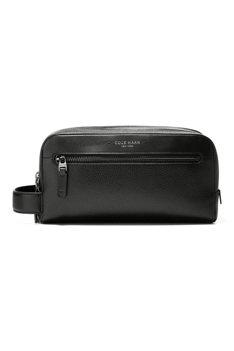 Damon Leather Dopp Kit, Main, color, BLACK