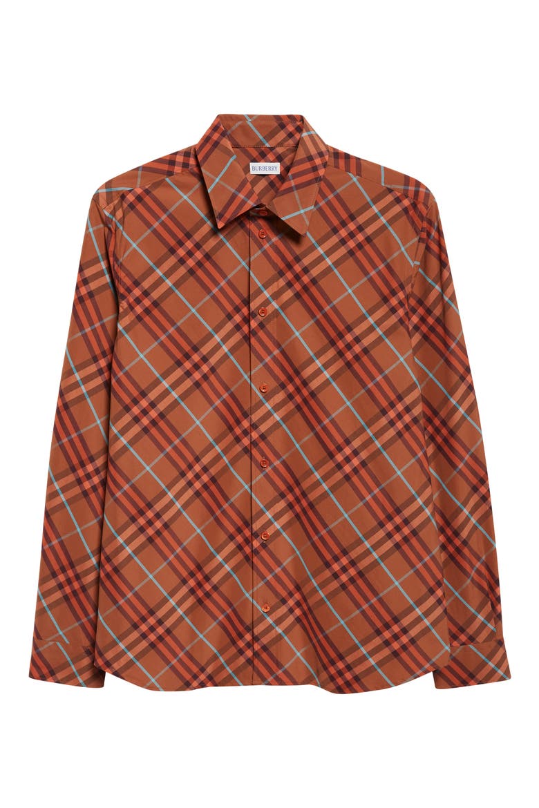 Robert Check Button-Up Shirt, Alternate, color, GINGER BROWN CHECK