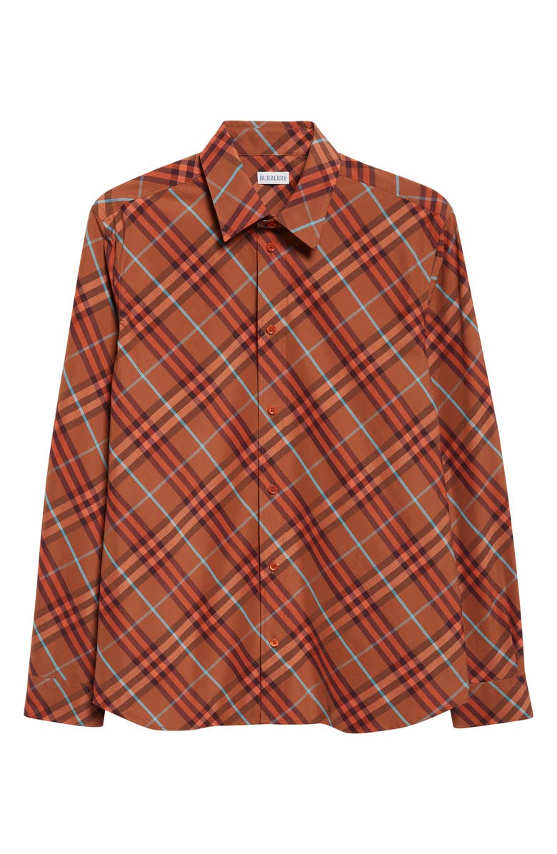 Burberry Robert Check Button-Up Shirt, Alternate, color, Ginger Brown Check