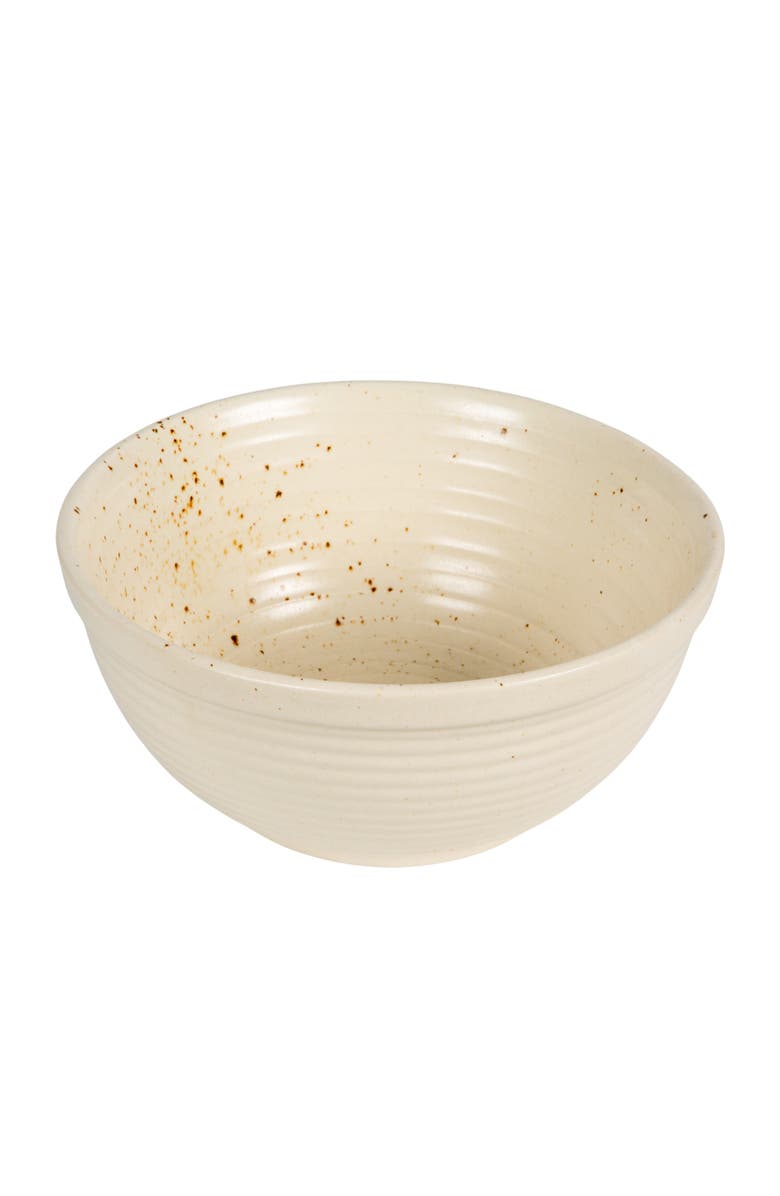 Storied Home Farmhouse Stoneware Bowl, White Speckled Glaze, Main, color, Cream