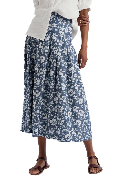 Jamboree Organic Cotton Chambray Midi Skirt (Regular & Plus)