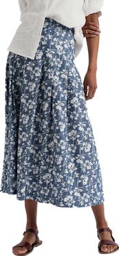 Seasalt Cornwall Jamboree Organic Cotton Chambray Midi Skirt