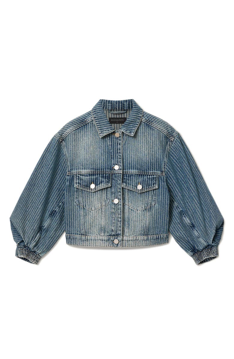 AllSaints Luca Stripe Denim Jacket, Alternate, color, Titan Blue
