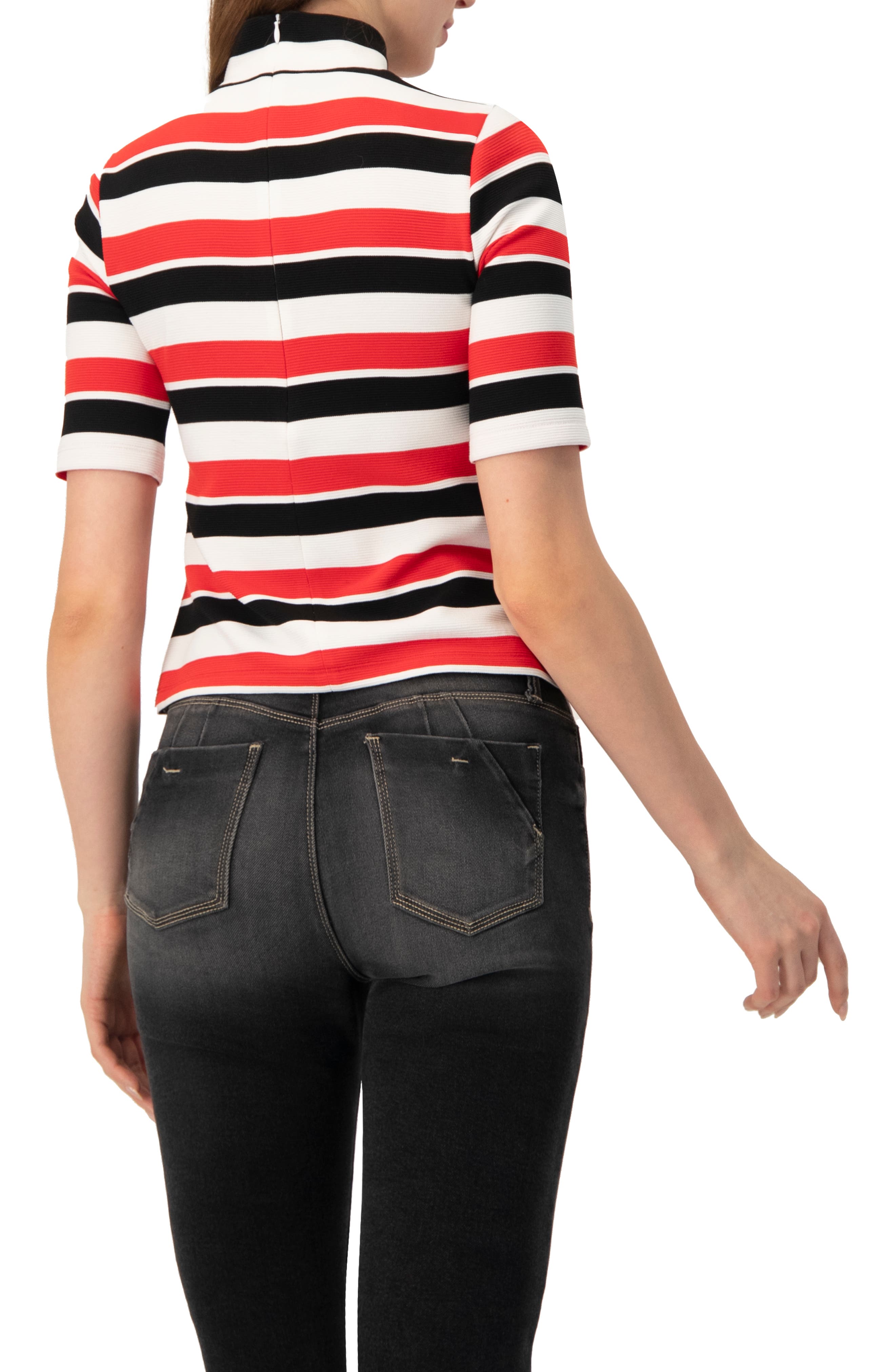 Striped Mock-Neck Knit Top - image 2