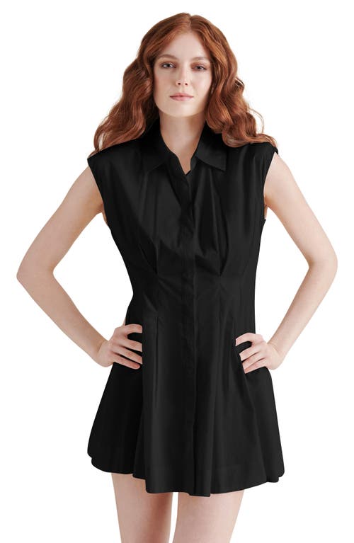 Steve Madden Maisha Poplin Mini Shirtdress In Black