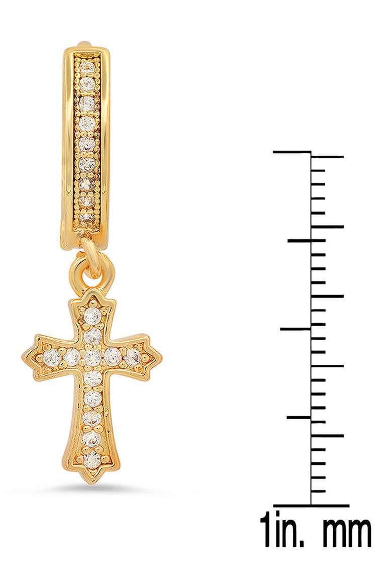 18K Gold Plated Crystal Cross Hoop Earrings, Alternate, color, YELLOW