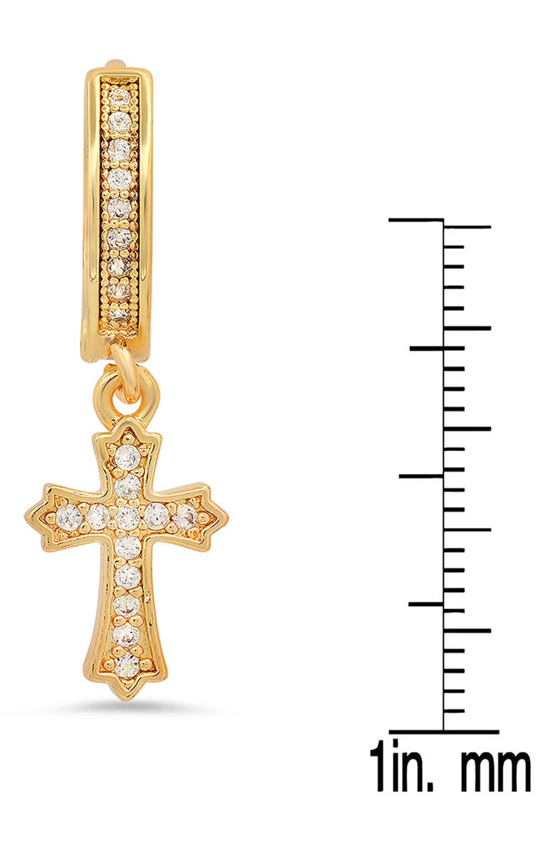 STEELTIME 18K Gold Plated Crystal Cross Hoop Earrings, Alternate, color, Yellow