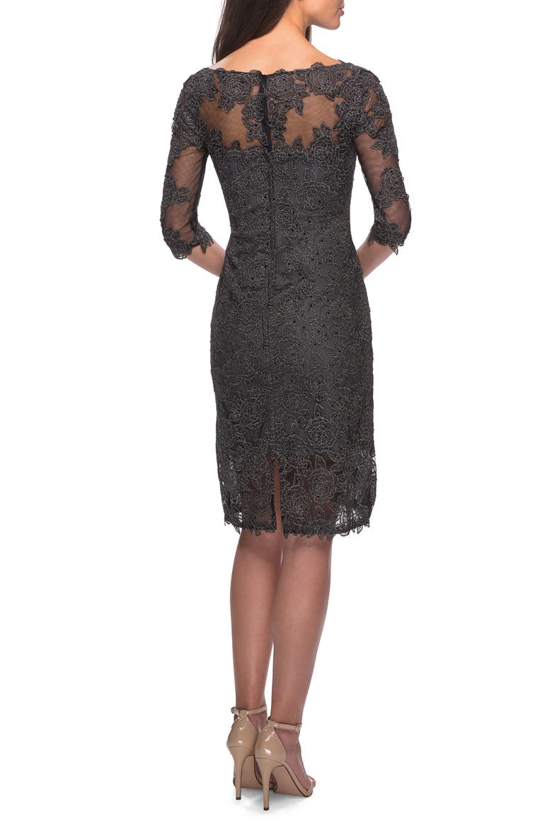 Lace Sheath Dress, Alternate, color, GUNMETAL