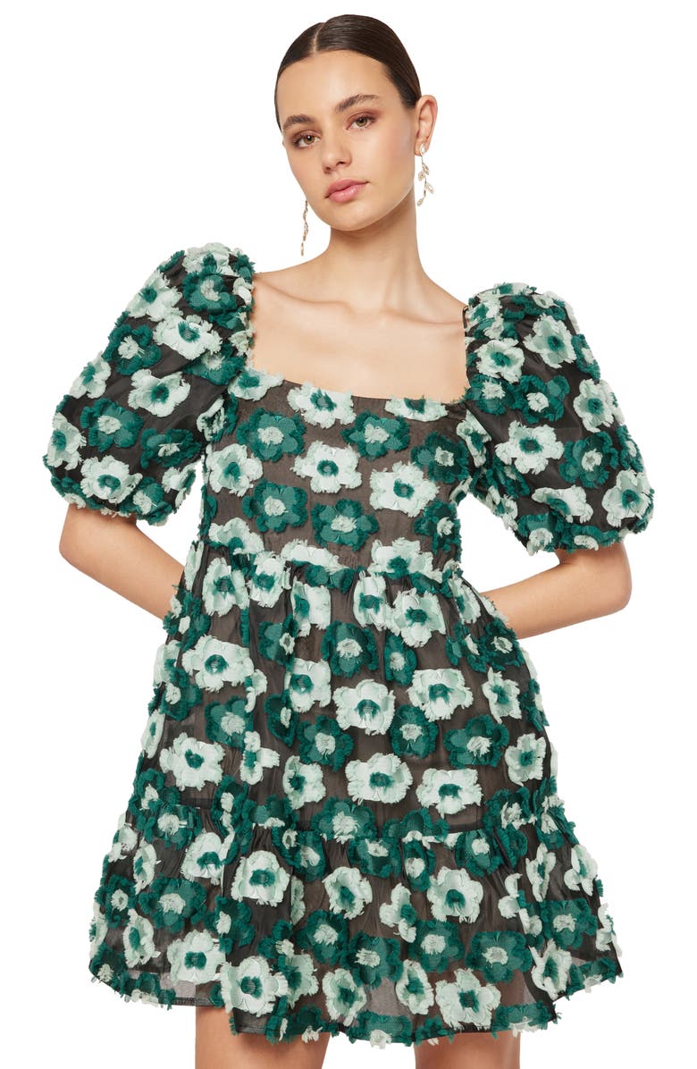 Elliatt Helene Floral Puff Sleeve Babydoll Dress, Alternate, color, 