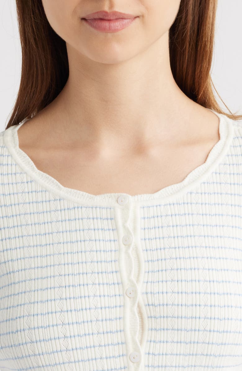 LoveShackFancy Media Stripe Pointelle Cardigan, Alternate, color, Sailor Stripes